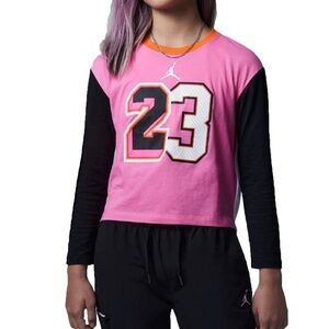 Nike Jordan New Heritage Big Kids' long-sleeve T-shirt in Pinksicle 10/12 Large